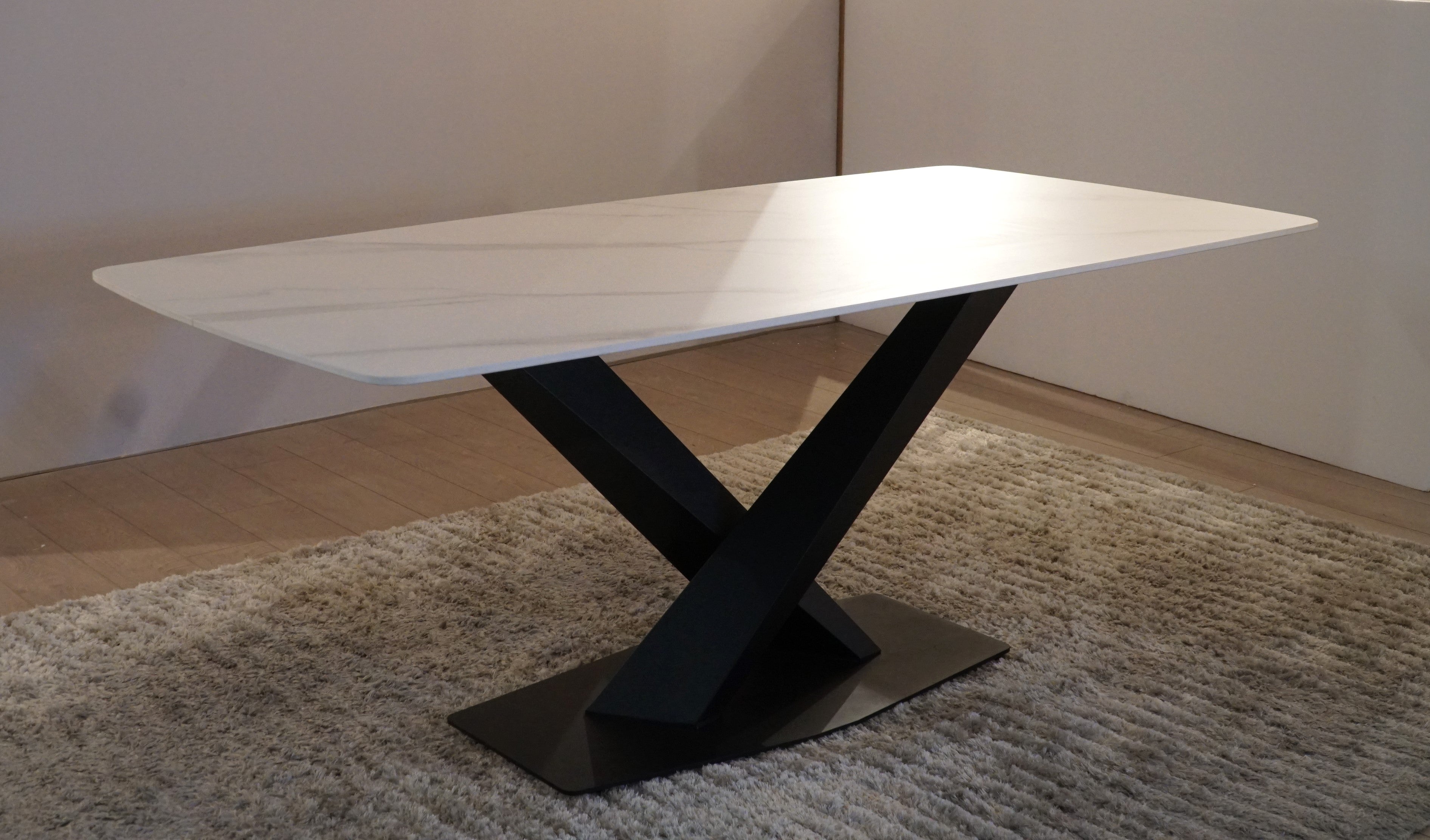 EXPRESS Rectangular Dining Table 63 inch (Top+Base) 538 Sintered Stone/512 Matte Black