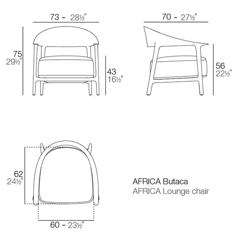 65093 AFRICA Padded Armchair Ecru