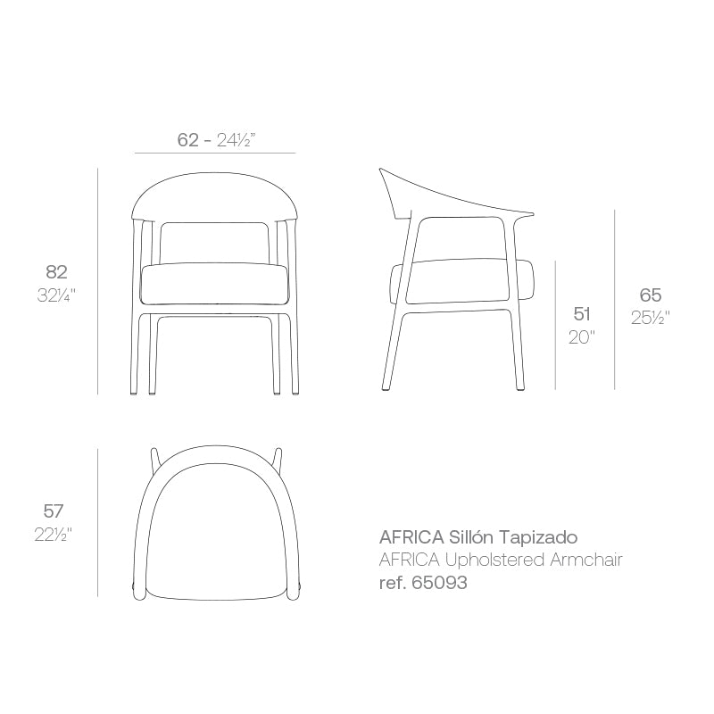 65093 AFRICA Padded Armchair Ecru