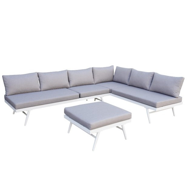 76605 3pcs Multi-Functional Lounge Set Partial K/D Aluminum/White Frame/Grey Cushions