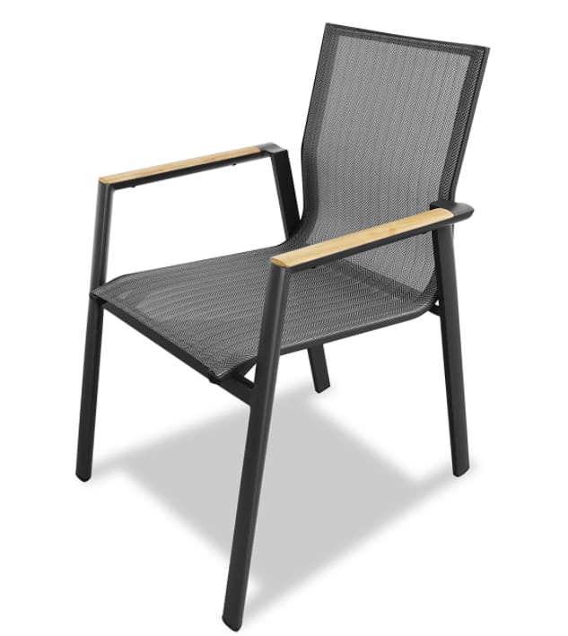 C108F ASPEN Dining ArmChair Aluminum/Charcoal AJY-3044D