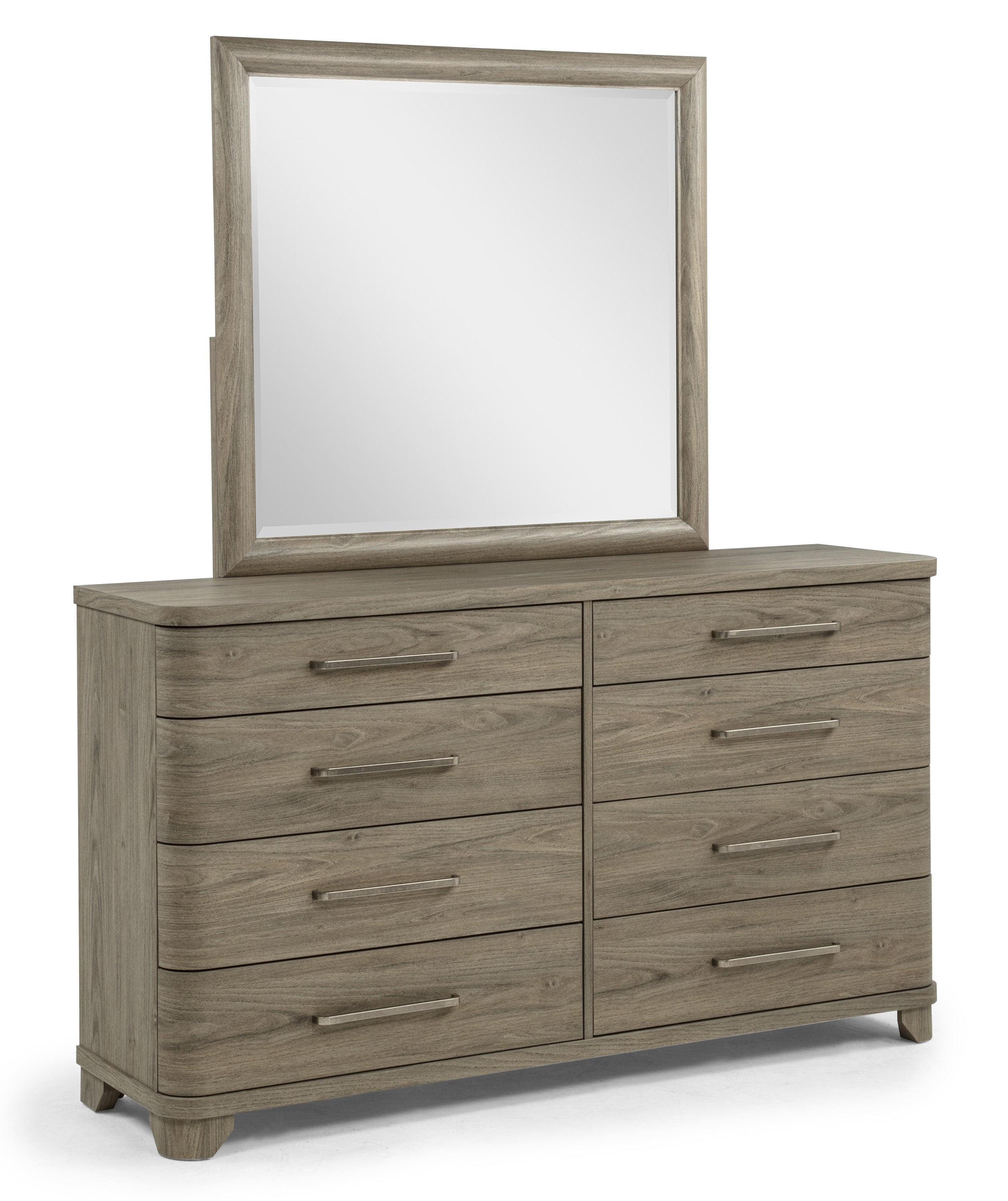 B1750 VERANDA Bedroom Set King Size Bed + Dresser + Mirror + Nightstand Brown Chestnut/Beige Fabric
