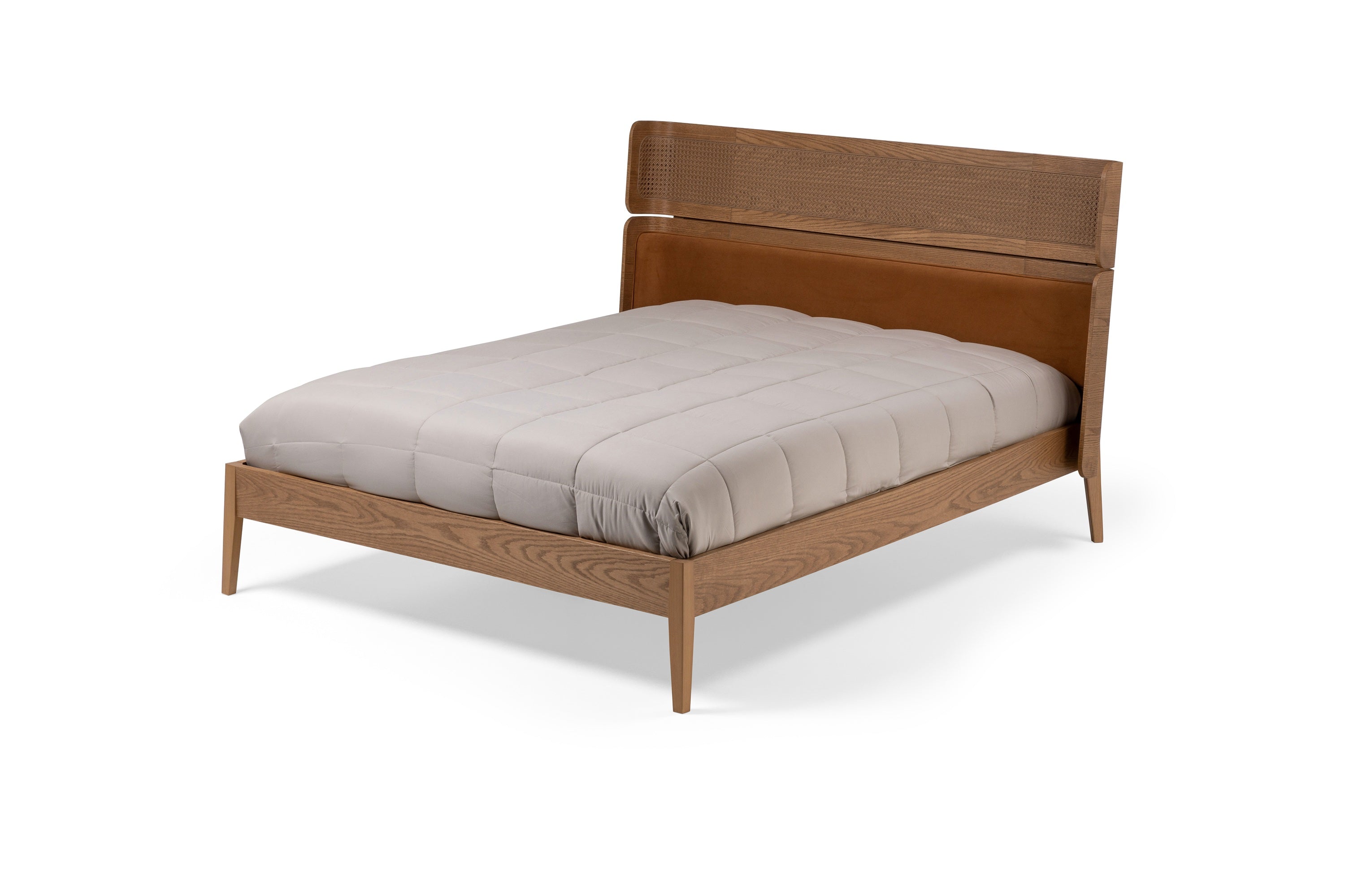 144711 VIVI King Bed Carvalho (Oak) Amendoa (Almond)/Nogueira Mesh