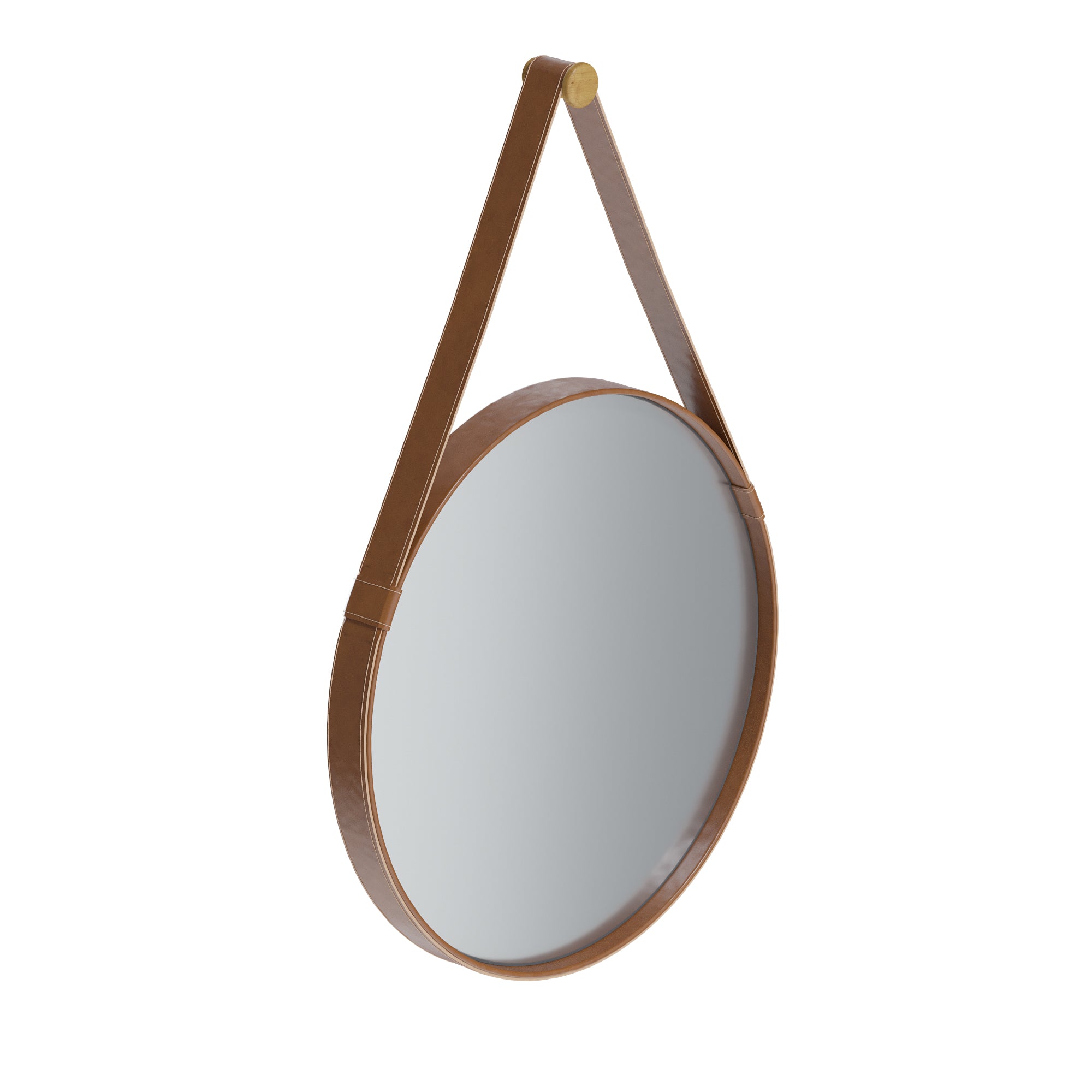 06328 AQUA Mirror 31.5"Dia Brown Leather