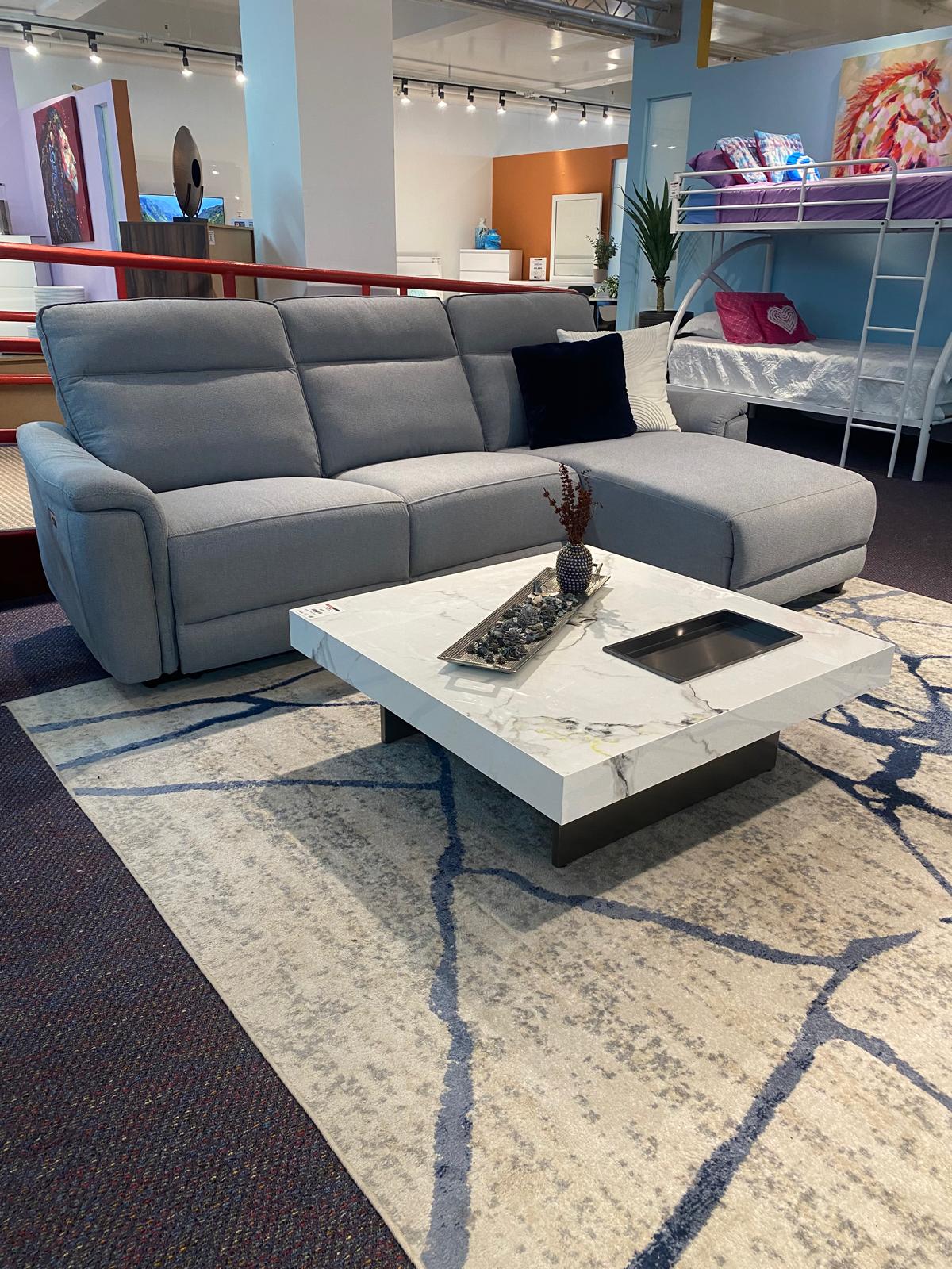 70801M Power Recliner Sectional Sofa Right Chaise Facing Grey Fabric