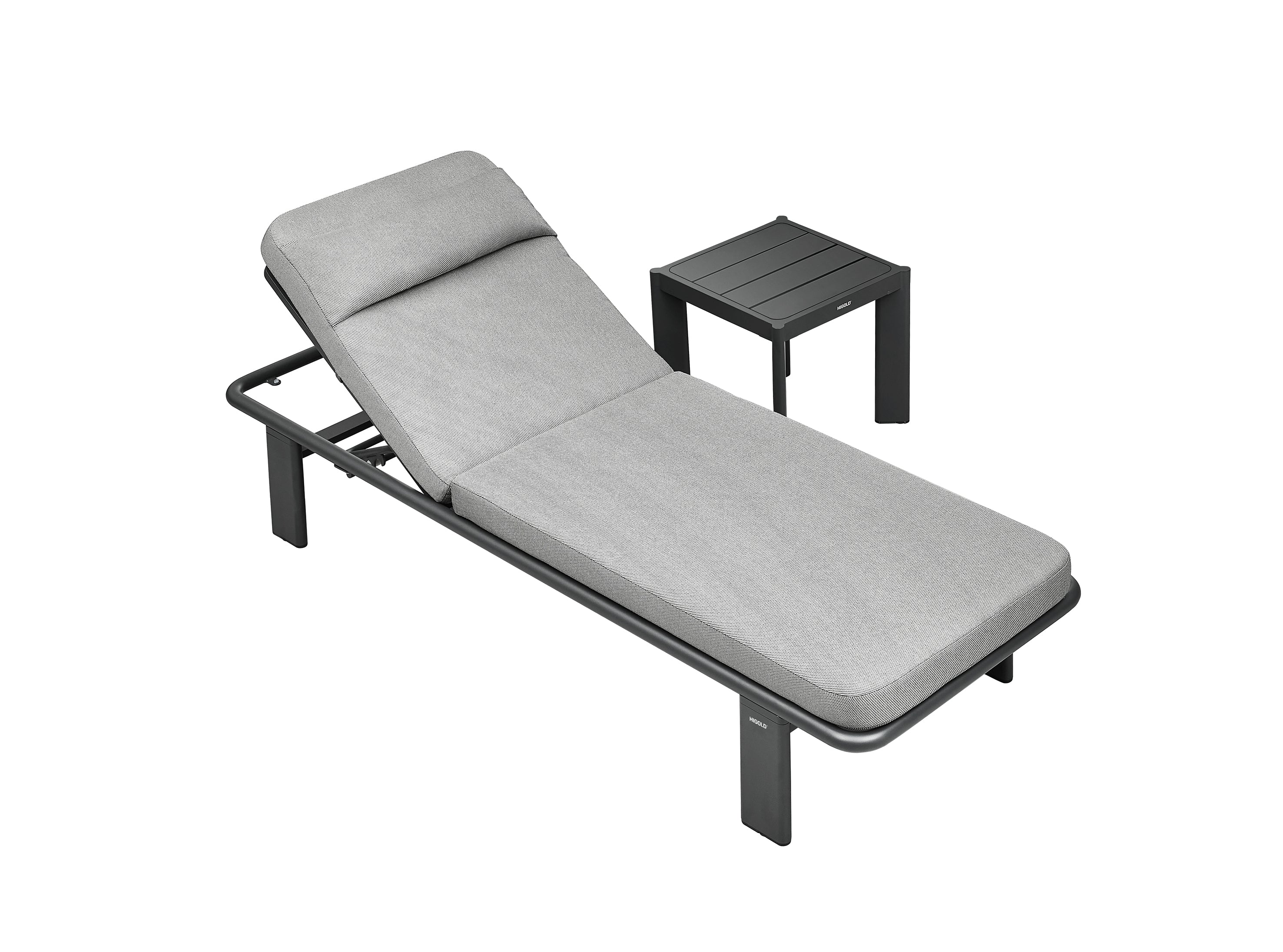 LIGO Sunlounge set w/ Side Table Dark Grey Aluminum