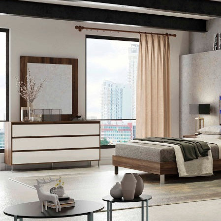 Memphis Dresser + Mirror Nogal Valt/White