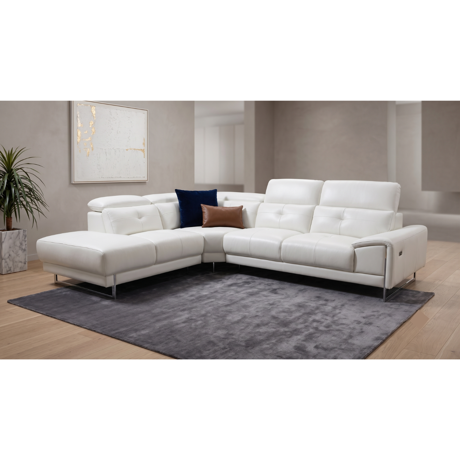 FD2905 - Leather 3-seater Sofa+Corner+Chaise (Left when Facing) - 44163