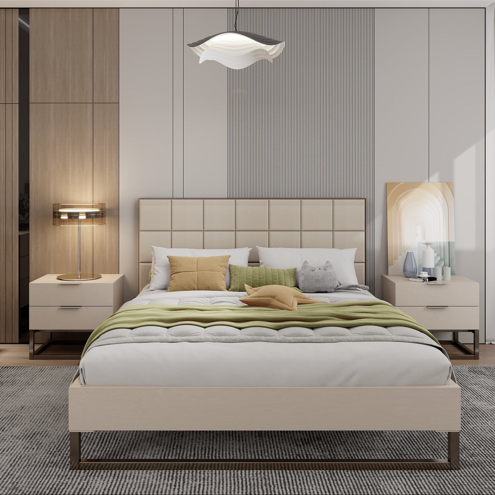 MADRID Queen Bed (Headboard+Rails+Slats) W2(436)