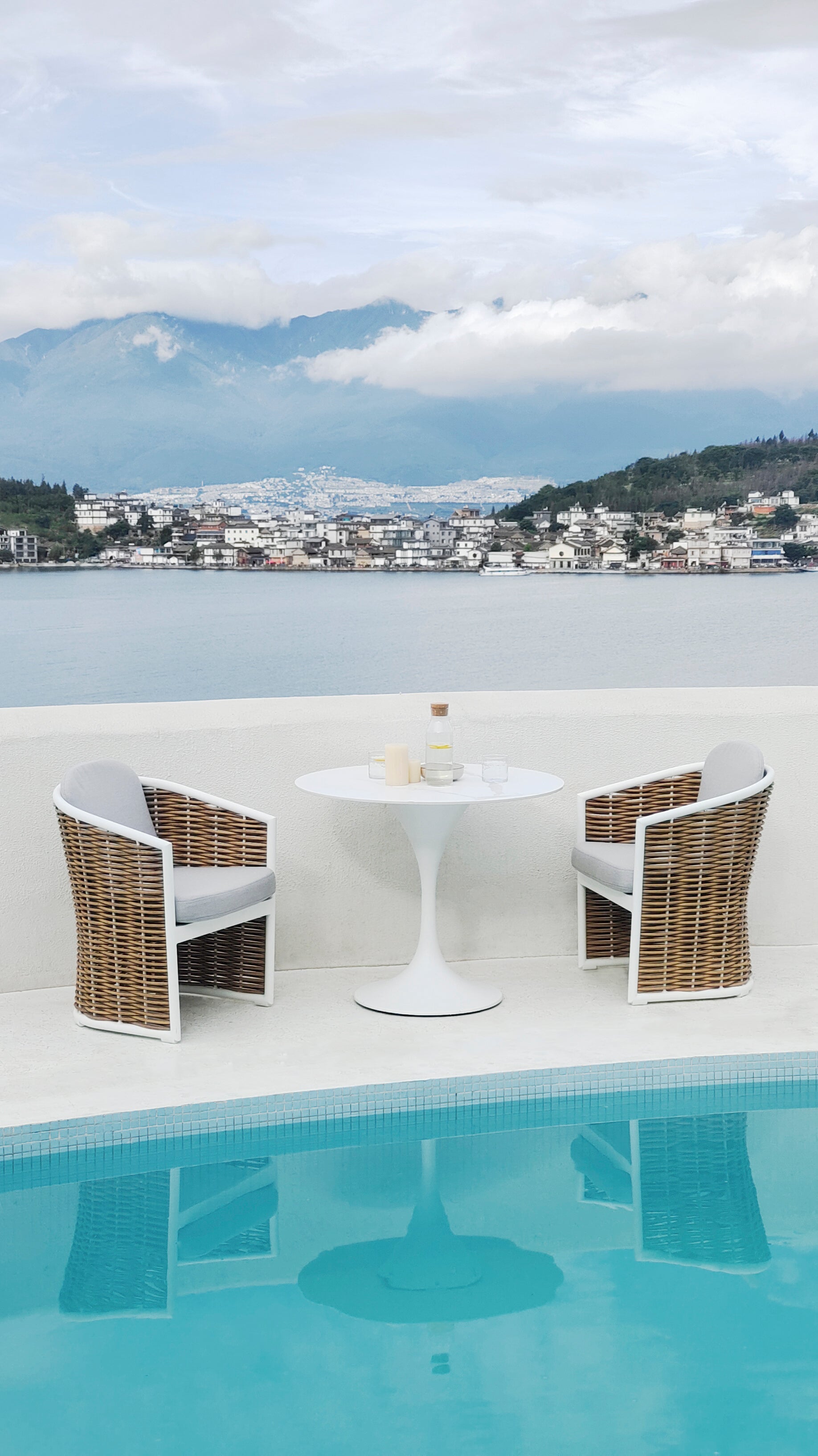 T304 Verona Bistro Set Table + (2) Mavis Chair Aluminum Frame