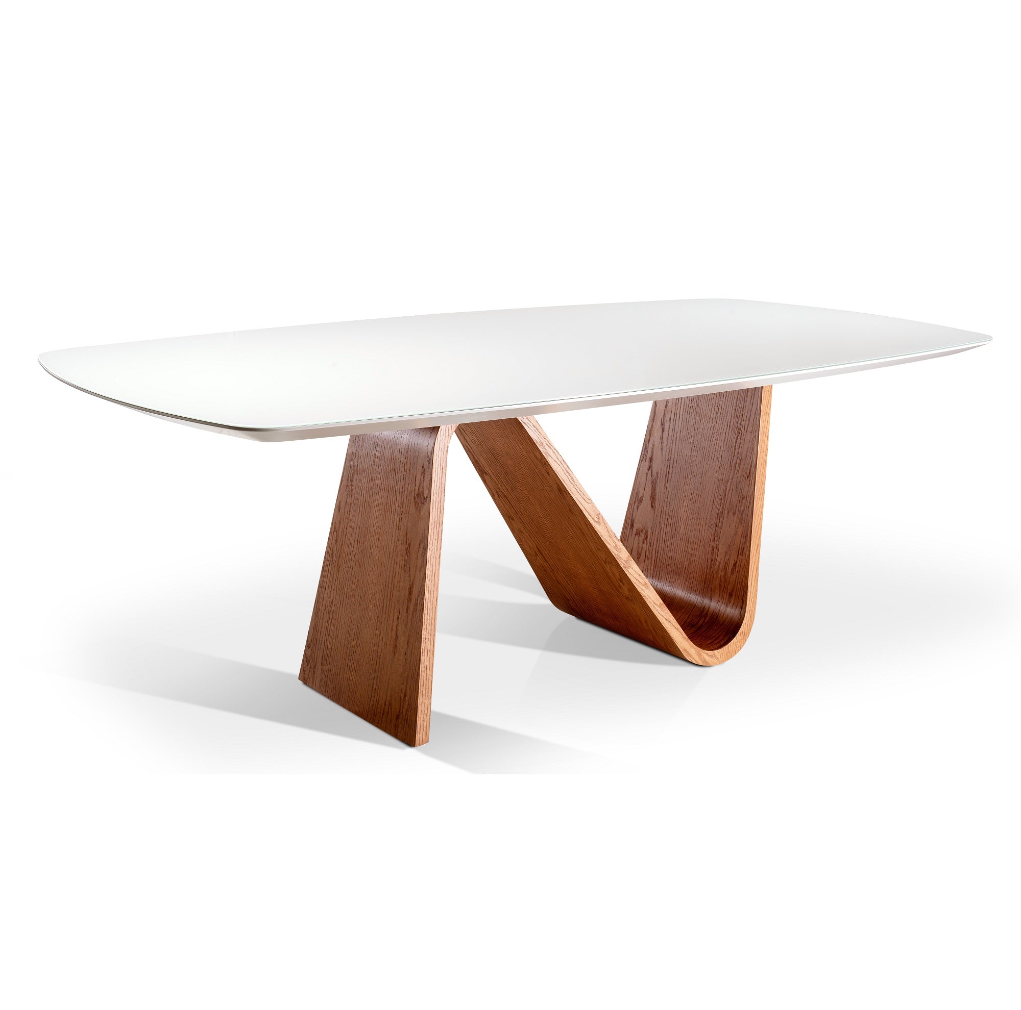 UMA - CAPRI Rect Table Top 86"L x 43"W + Nancy Base (White/Carvalho Amendoa)