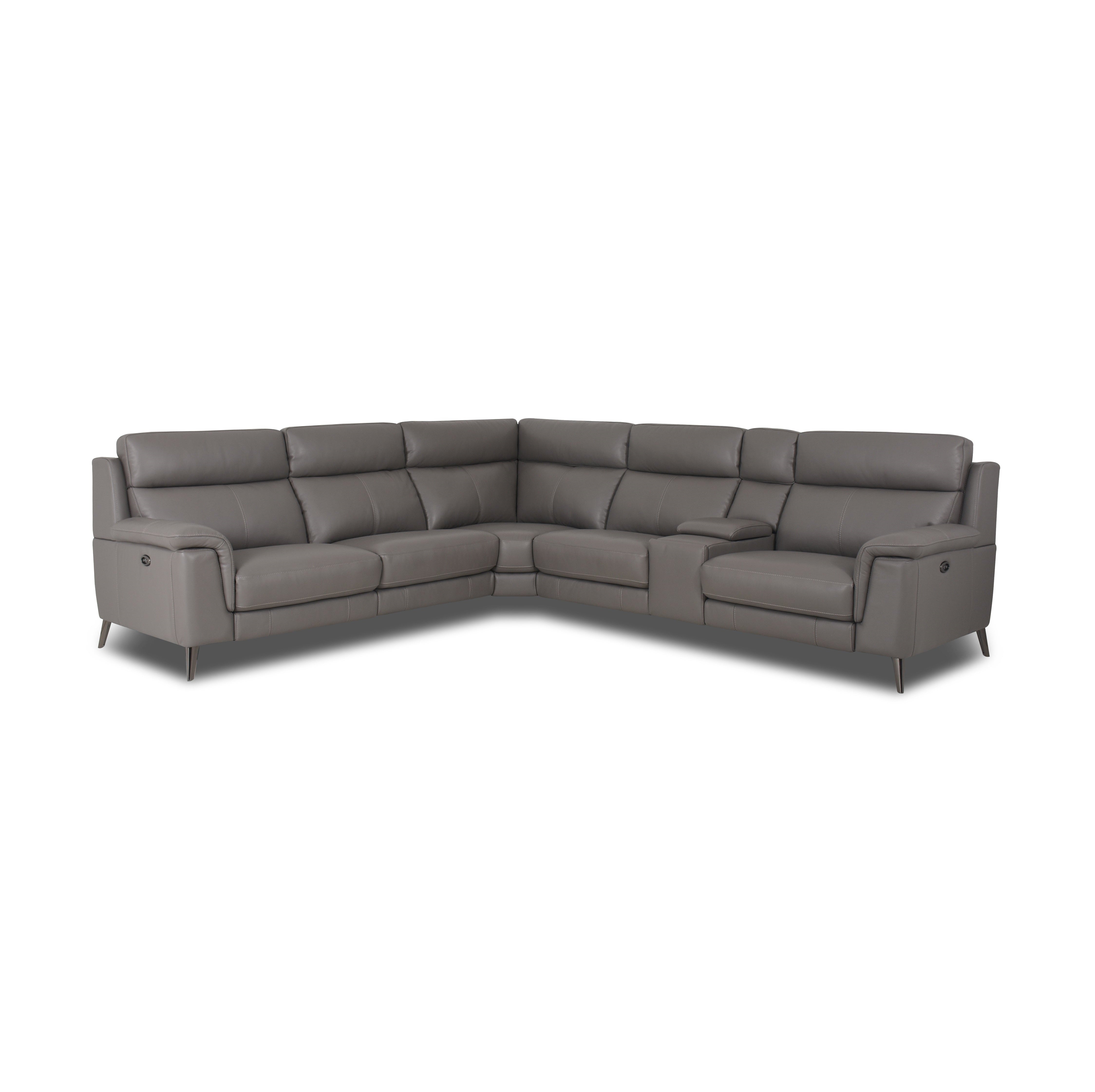 RS-12208 5pcs Power Recliner Sofa Set Leather Grey