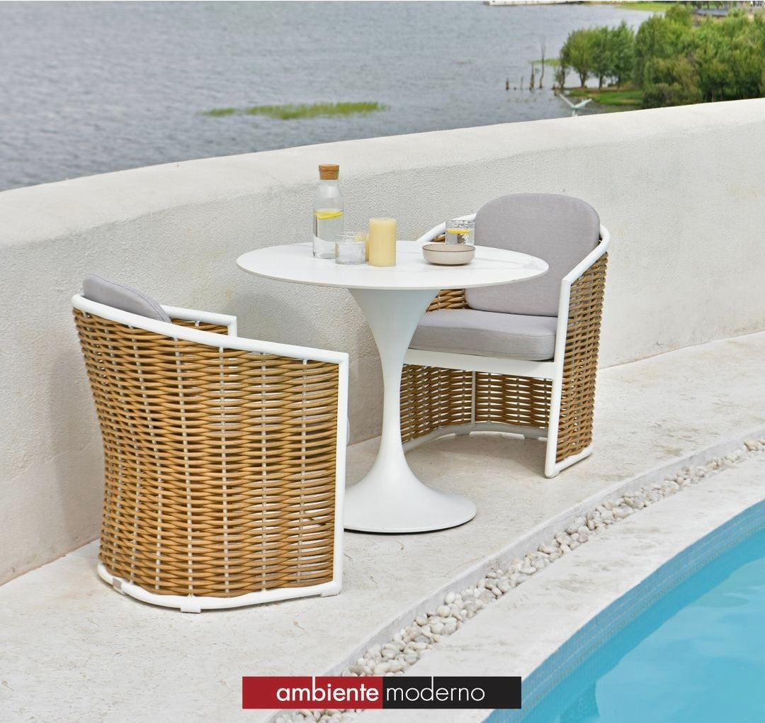 T304 Verona Bistro Set Table + (2) Mavis Chair Aluminum Frame