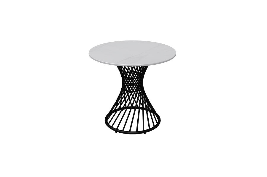 TOWER Coffee Table Round 23"(Top+Base)538 Sintered Stone Snow White/512 Matte Black