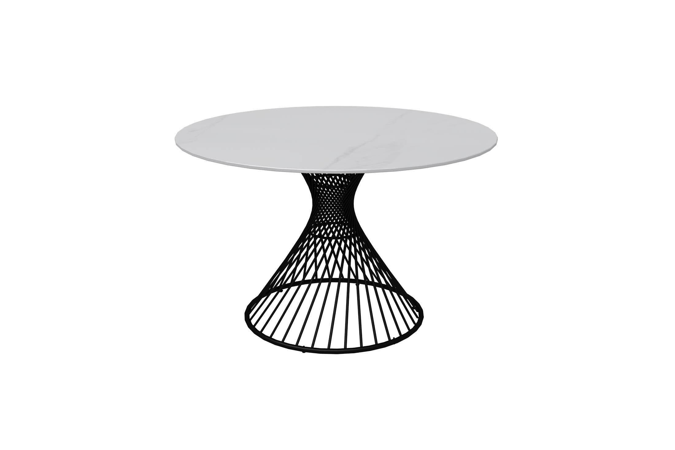 TOWER Round Dining Table 47 inch (Top+Base)538 Sintered Stone Snow White/512 Matte Black