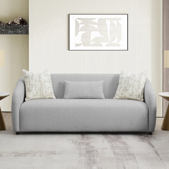 LV03590 3-Seater Sofa with 3 Accent Pillows 84"W Gray Linen