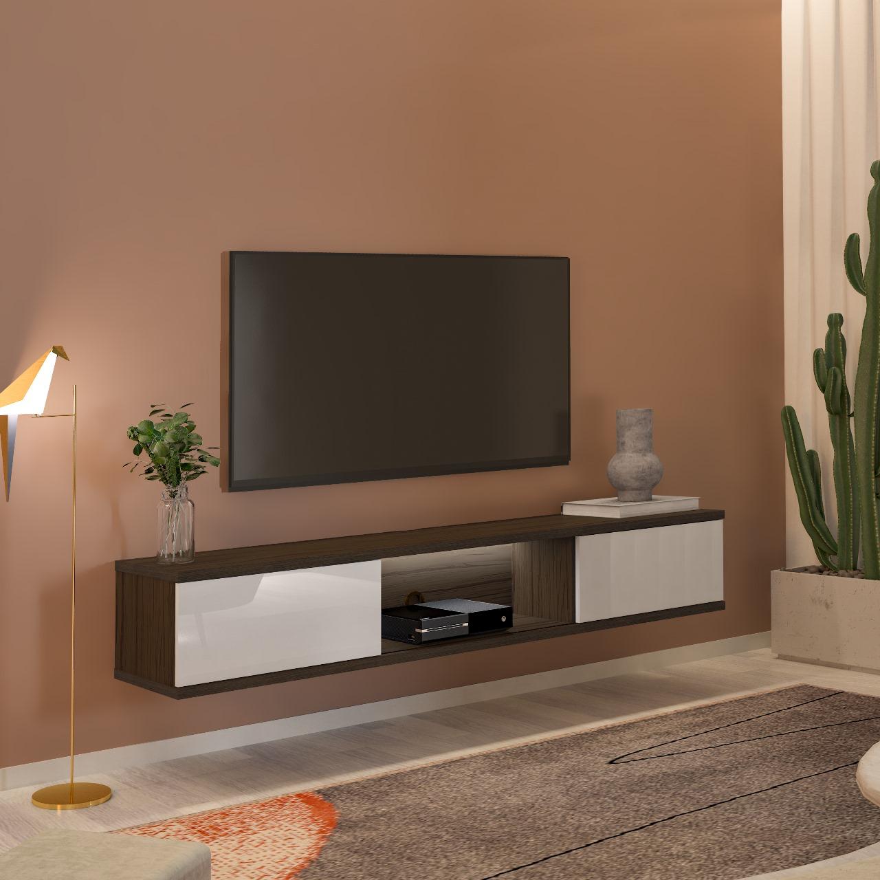 ASTORIA Hanging Console 1.8 (70.9"W) w/LED UV White/Walnut