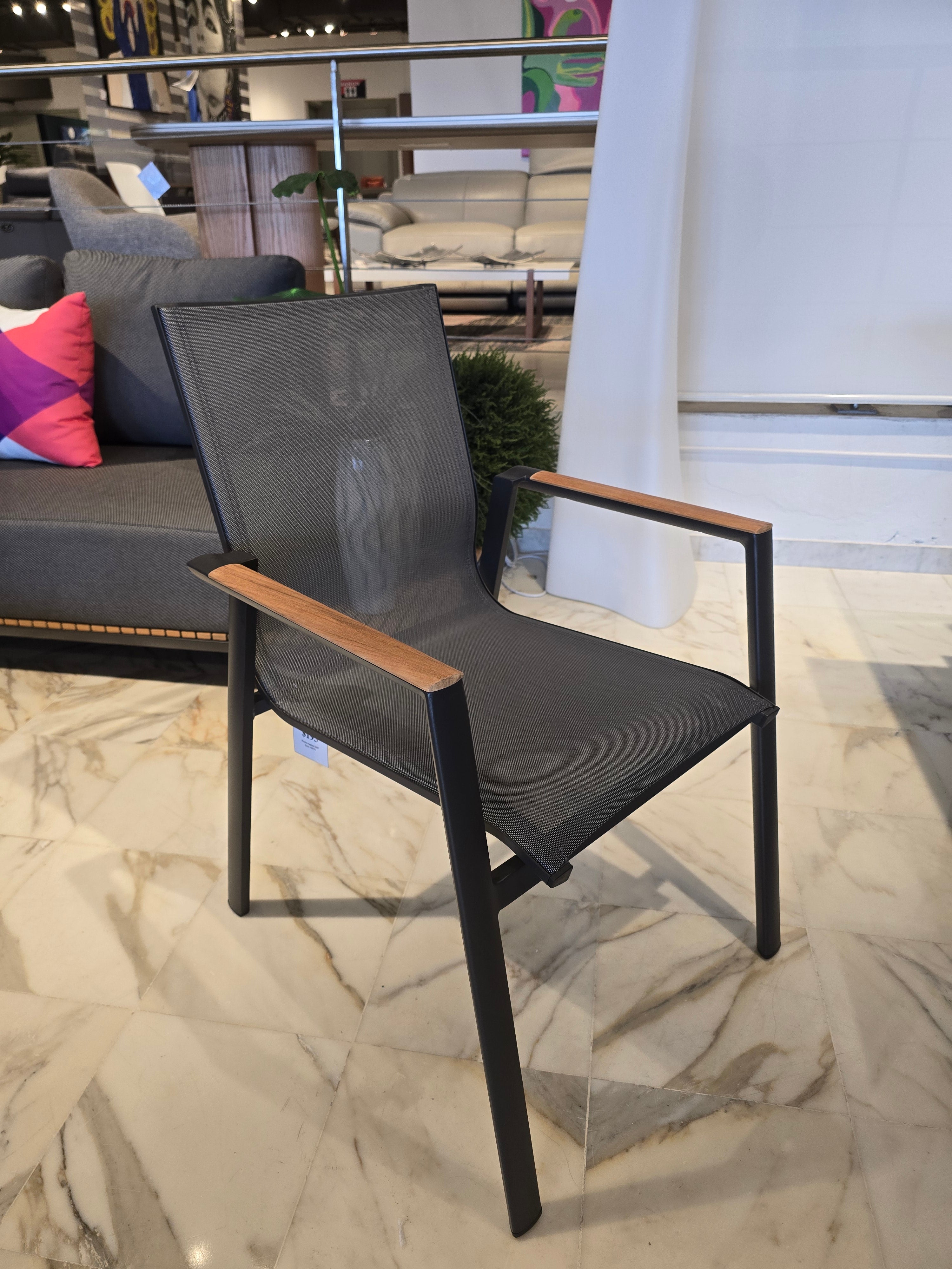 C108F ASPEN Dining ArmChair Aluminum/Charcoal AJY-3044D