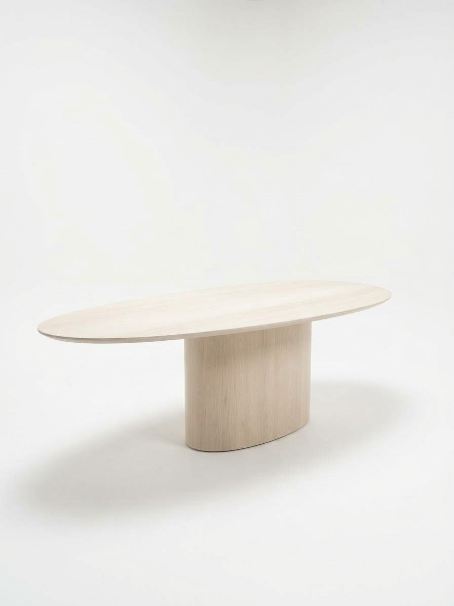 Petra Oval Dining Table Top Travertine Marble Matte Finish
