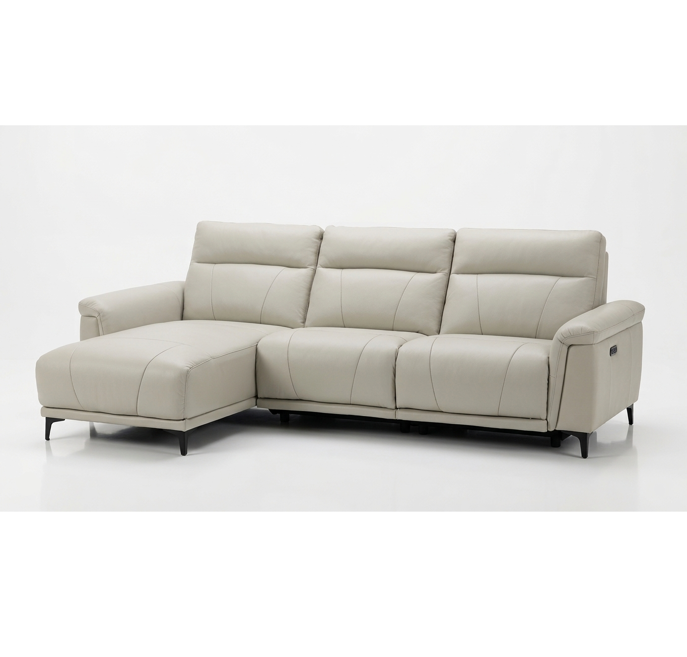 U80780M Sectional Dual Power Recliner w/Chaise(Left Facing) Leather/PVC 4562# Kerry Beige
