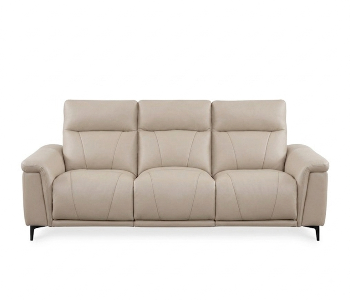 U80780M 3-Seater Sofa Power Recliner w/Power Headrest Leather 4563# Kerry Fog