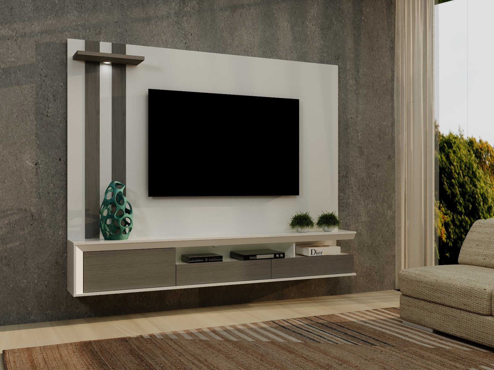 AVANTI Hanging Console 1.8m 71"W High Gloss White/Grey