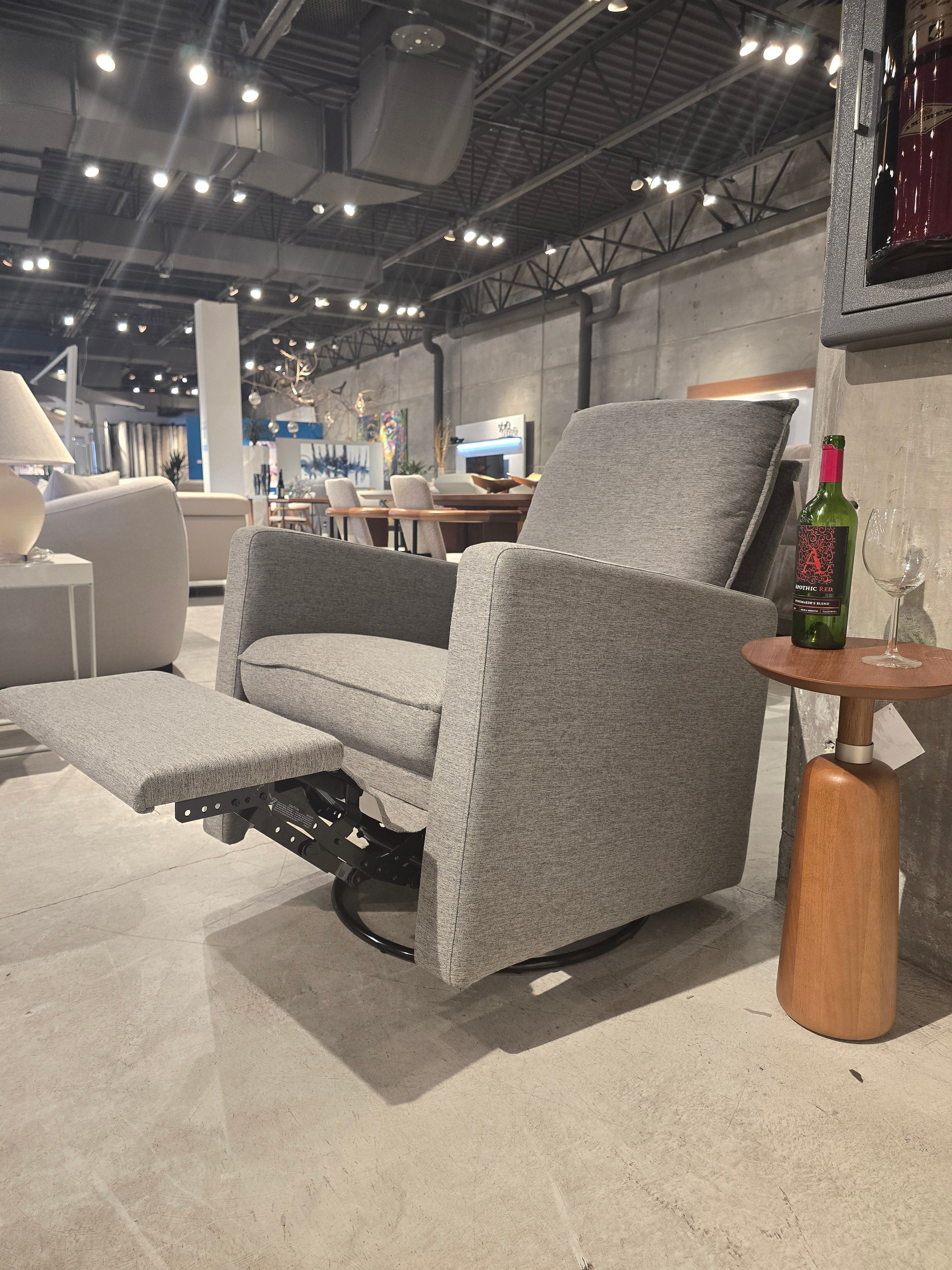 FD2856 Manual Recliner Chair Swivel/Glider D-162-21# Light Grey Fabric