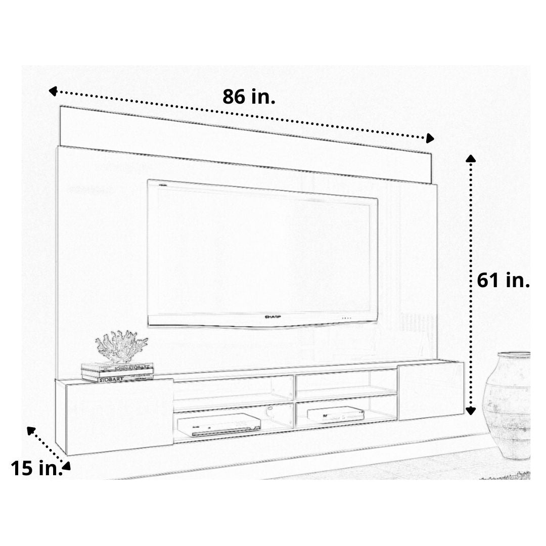 VORA Hanging TV Unit 2.2m (86.7") UV High Gloss White/UV Hazelnut