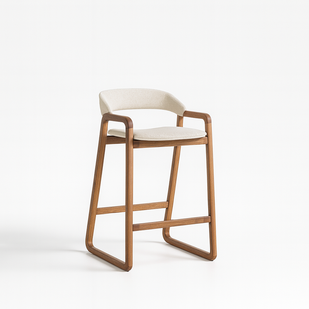 ELOS Barstool (Bar Height 28") E16 Wood Finish/T-2046 Fabric