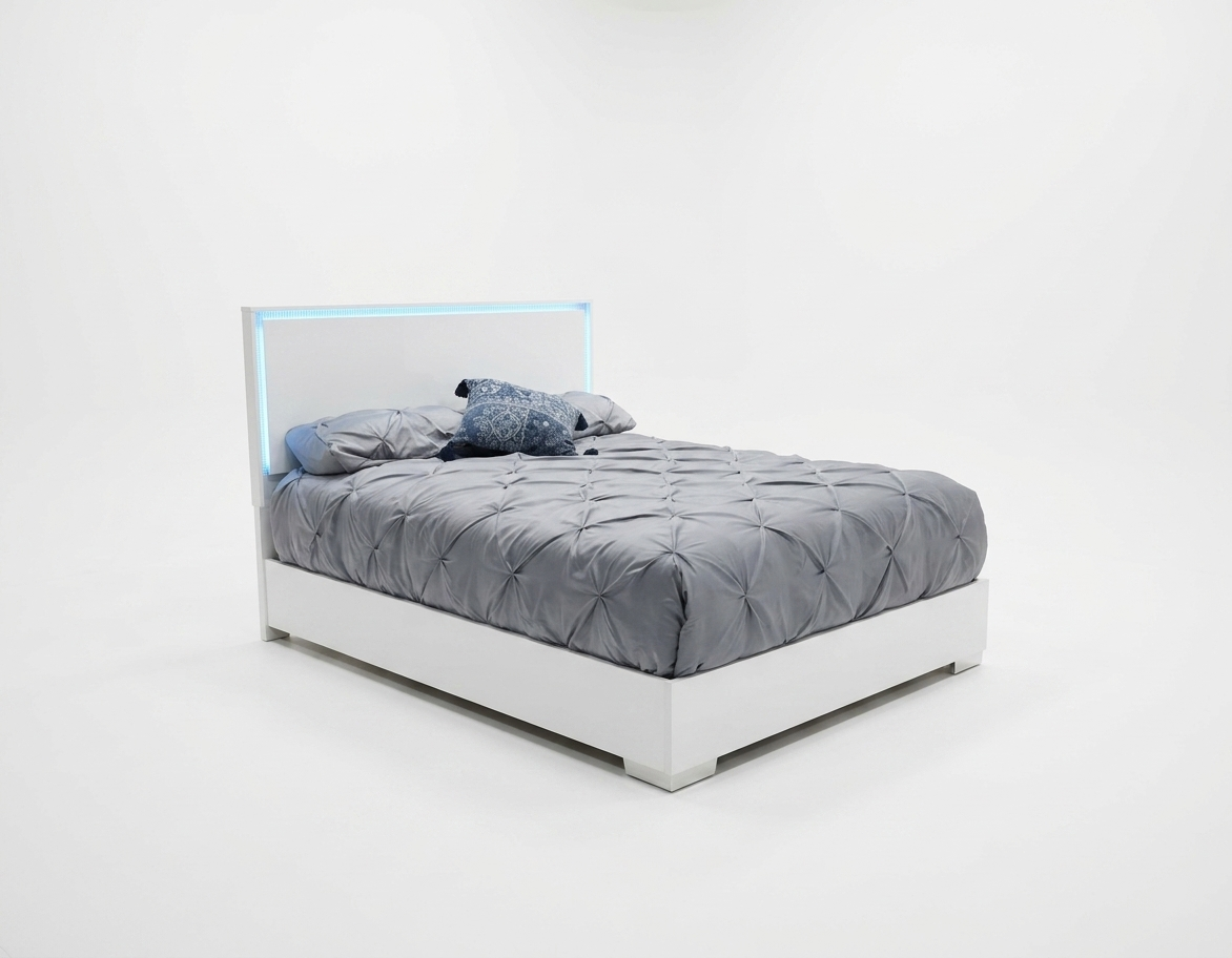TINTORETTO Queen Bed w/LED White/Grey