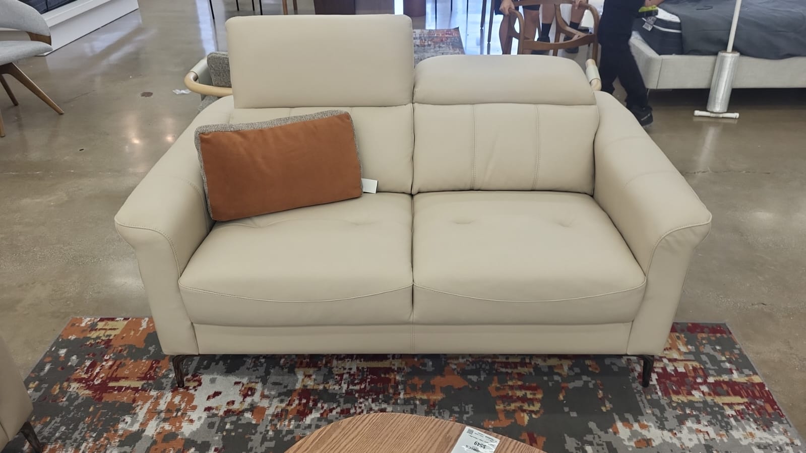 FD3508 2-seater Sofa w/USB Port 642B Beige Leather Touch