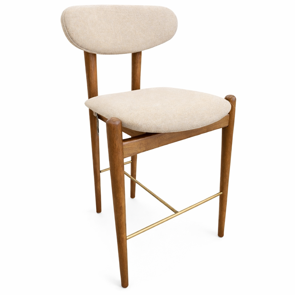 CAD936 MID Barstool (bar height) Amendoa/I 29 Beige Fabric/Brown Back-Strap