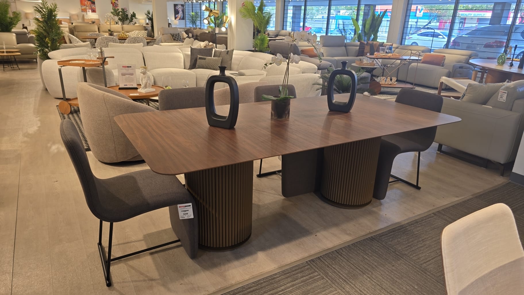 133336 LINE Table Base + ALICE Top 86.6" x 43" Nogueira / Chocolate Lacquer