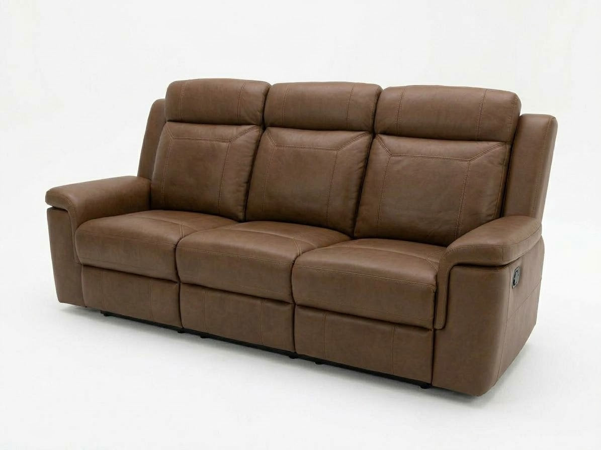 8379 3-Seater Manual Recliner Sofa Leather/M Brown