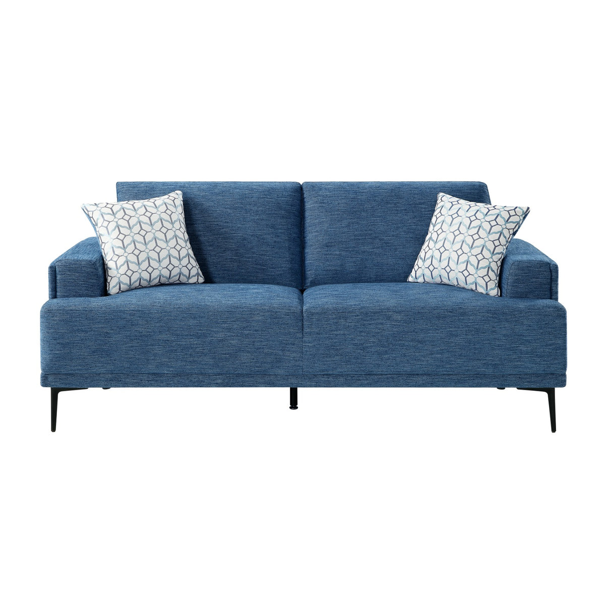 9124BUE-3 Sofa with 2 Pillows Blue