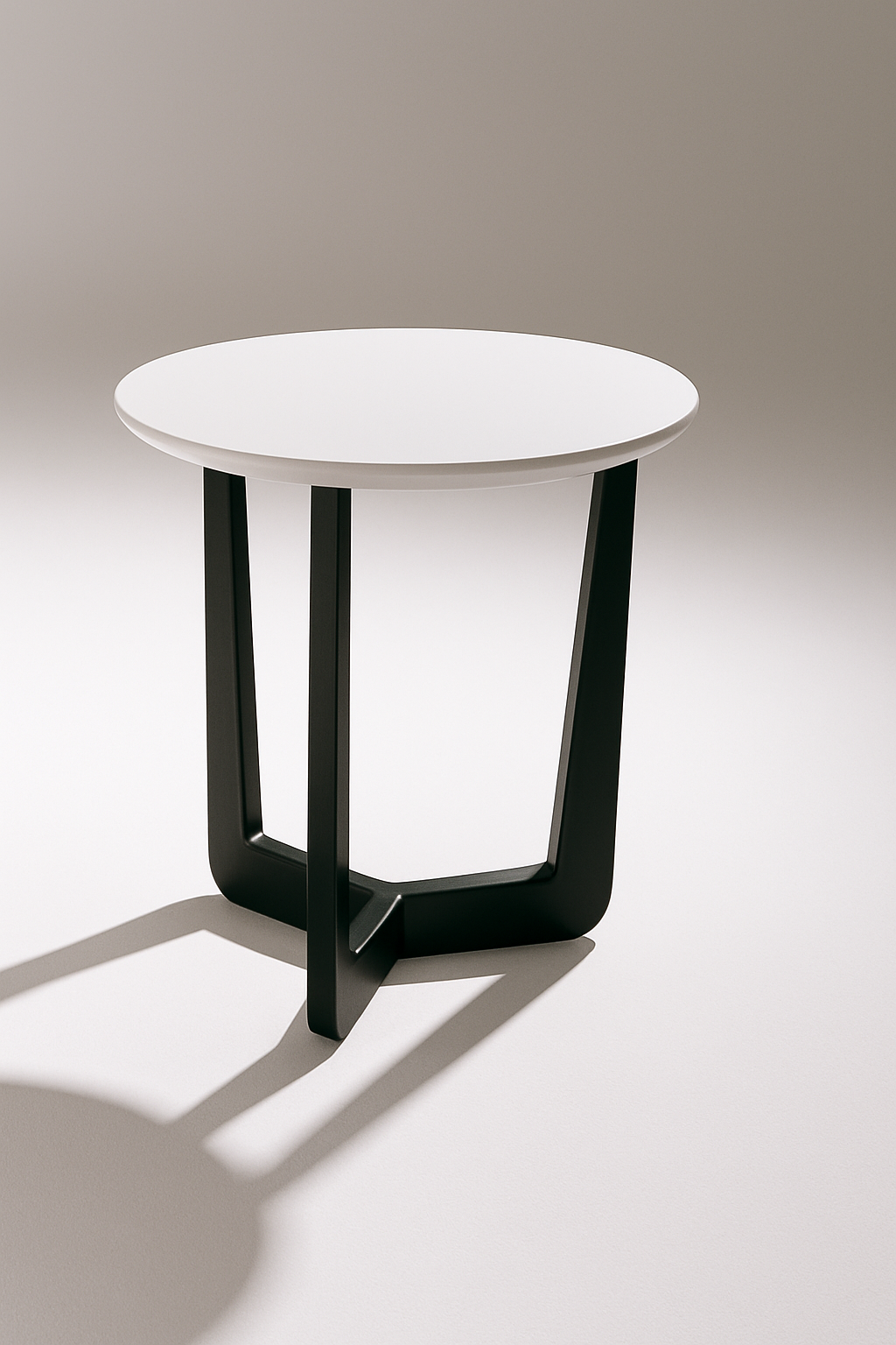 WAVE Side Table 19.7" Dia Black Base/Off-White Top