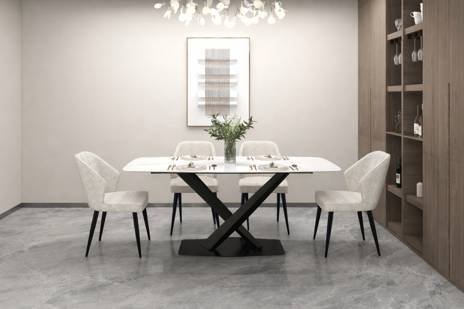 Express Dining Set 63" Rect. Table + (4) Express Side Chair
