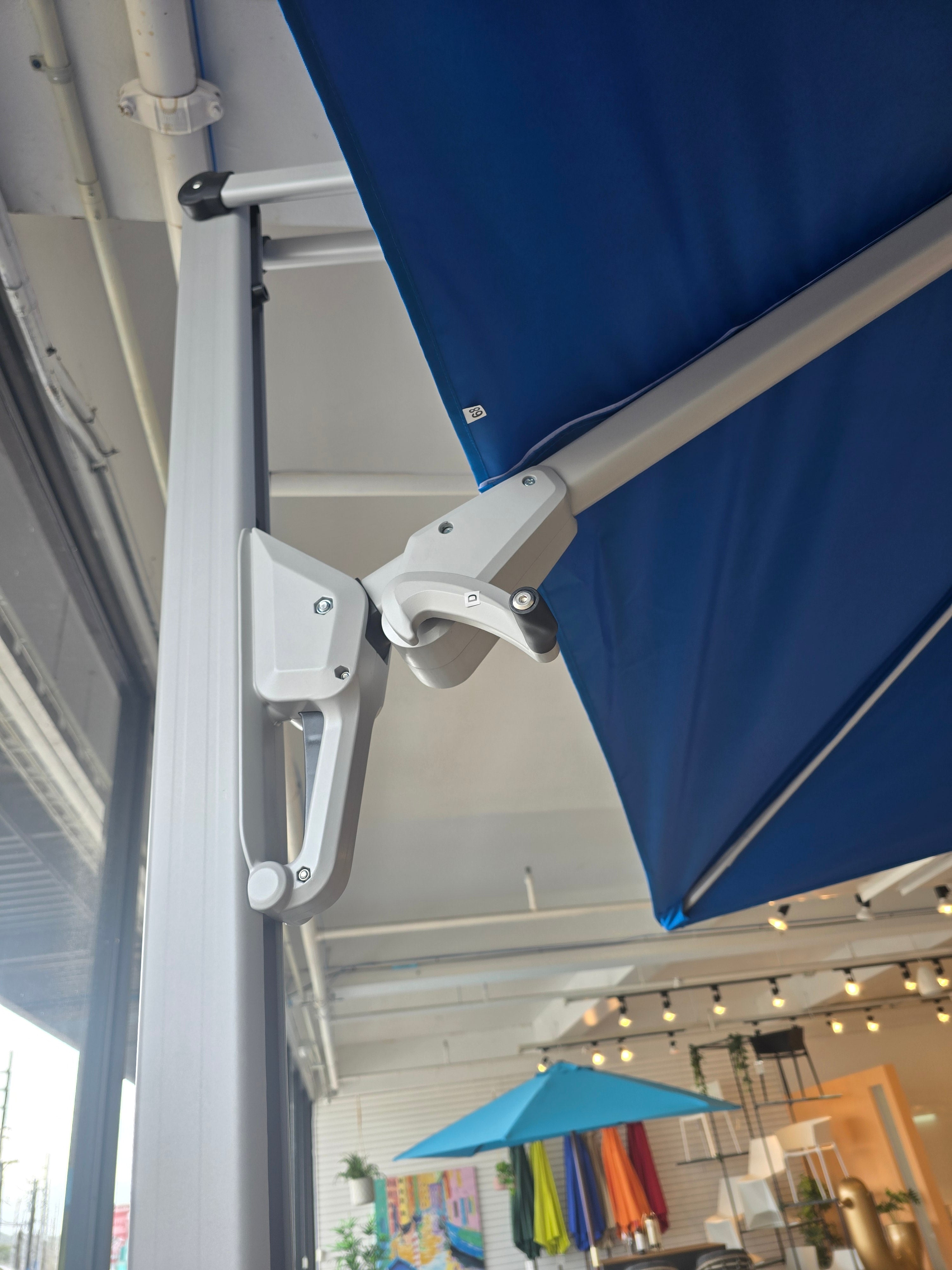 30901 Rotated Cantilever Umbrella 8' Apple Green/Silver Grey Frame w/ Umbrella Base