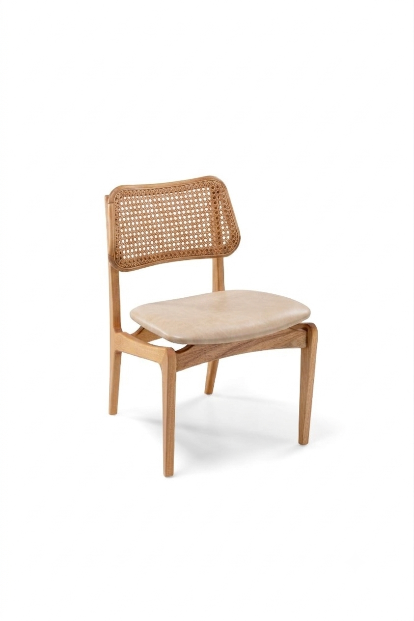 144995 TESSIA Chair Amendoa (Almond) Mesh/Nogueira Metal