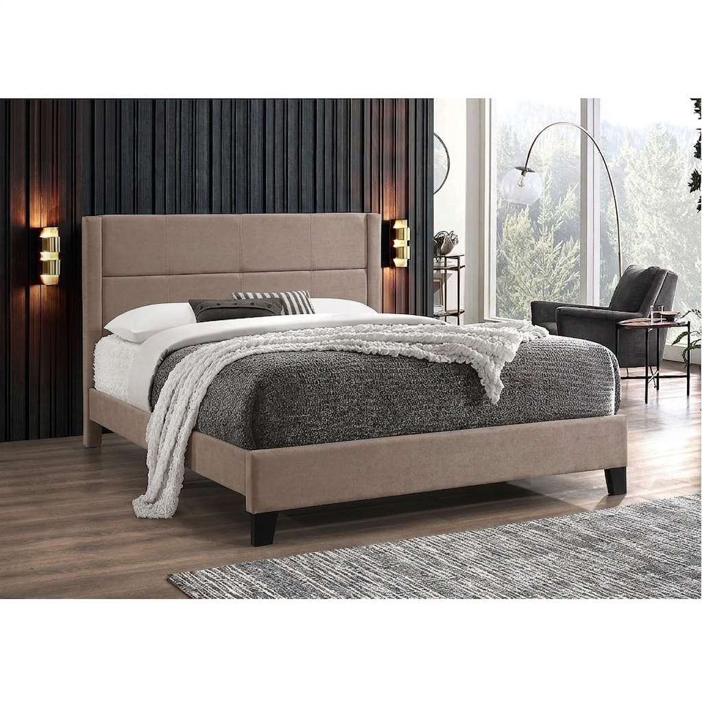 SY208 Full Bed FG33100-02 Light Brown Fabric