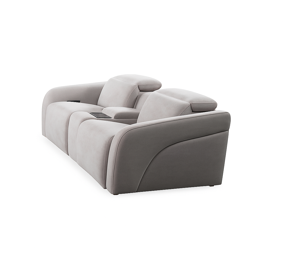 80613M 2-Seater w/Console and Sound Bar / Power Recliner w/Lumbar Beige Fabric