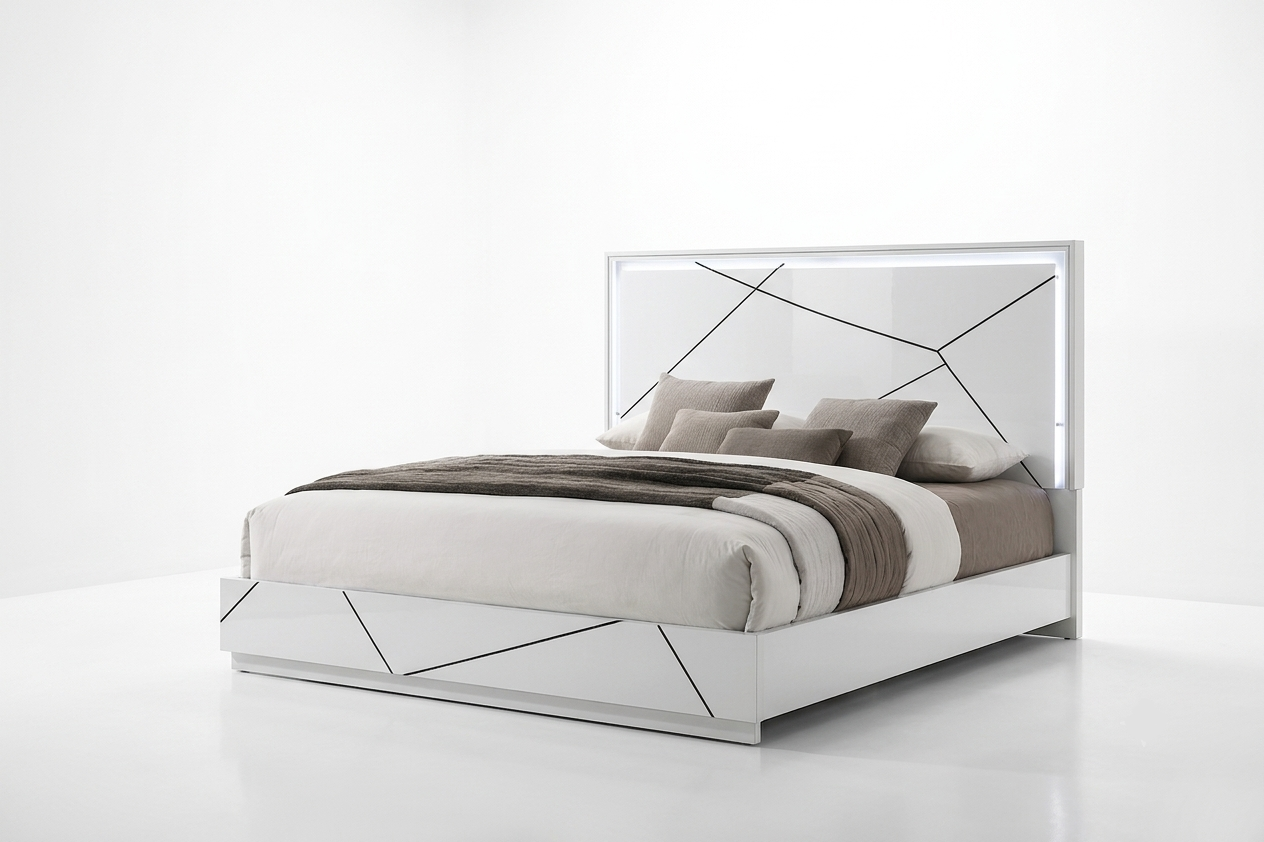 GEMMA Full Bed White Finish w/Black Accent
