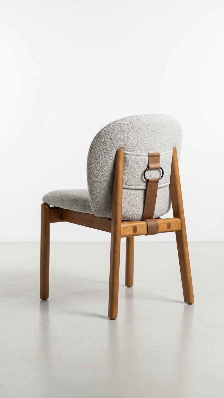 JADE Dining Chair Wood: Almendra/H-85 Fabric/Black Metal/Caramel Leather