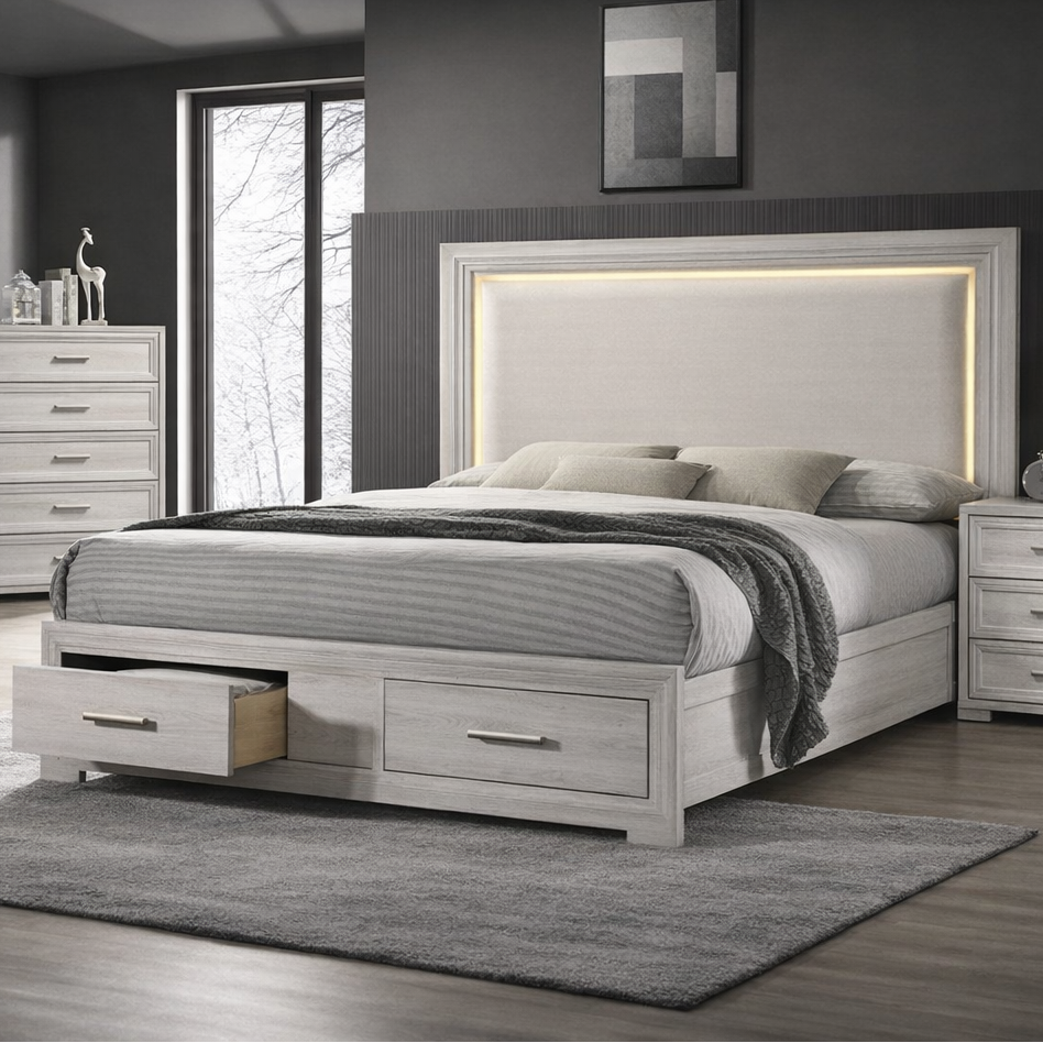 COLORADO Queen Bed (FB+Rails+HB+FB Drawers) Rustic Natural