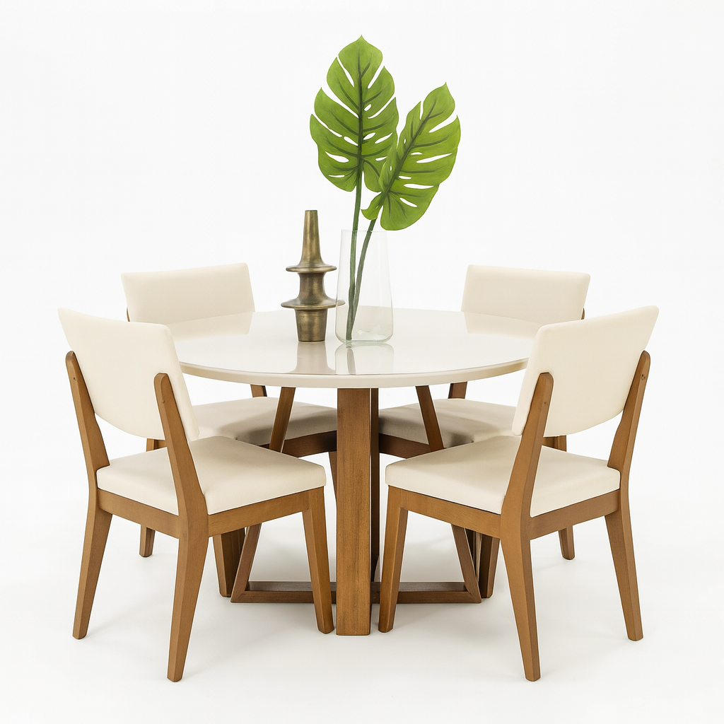 Bennet Round Table 45" Dia + (4) ELLA Dining Chair Set