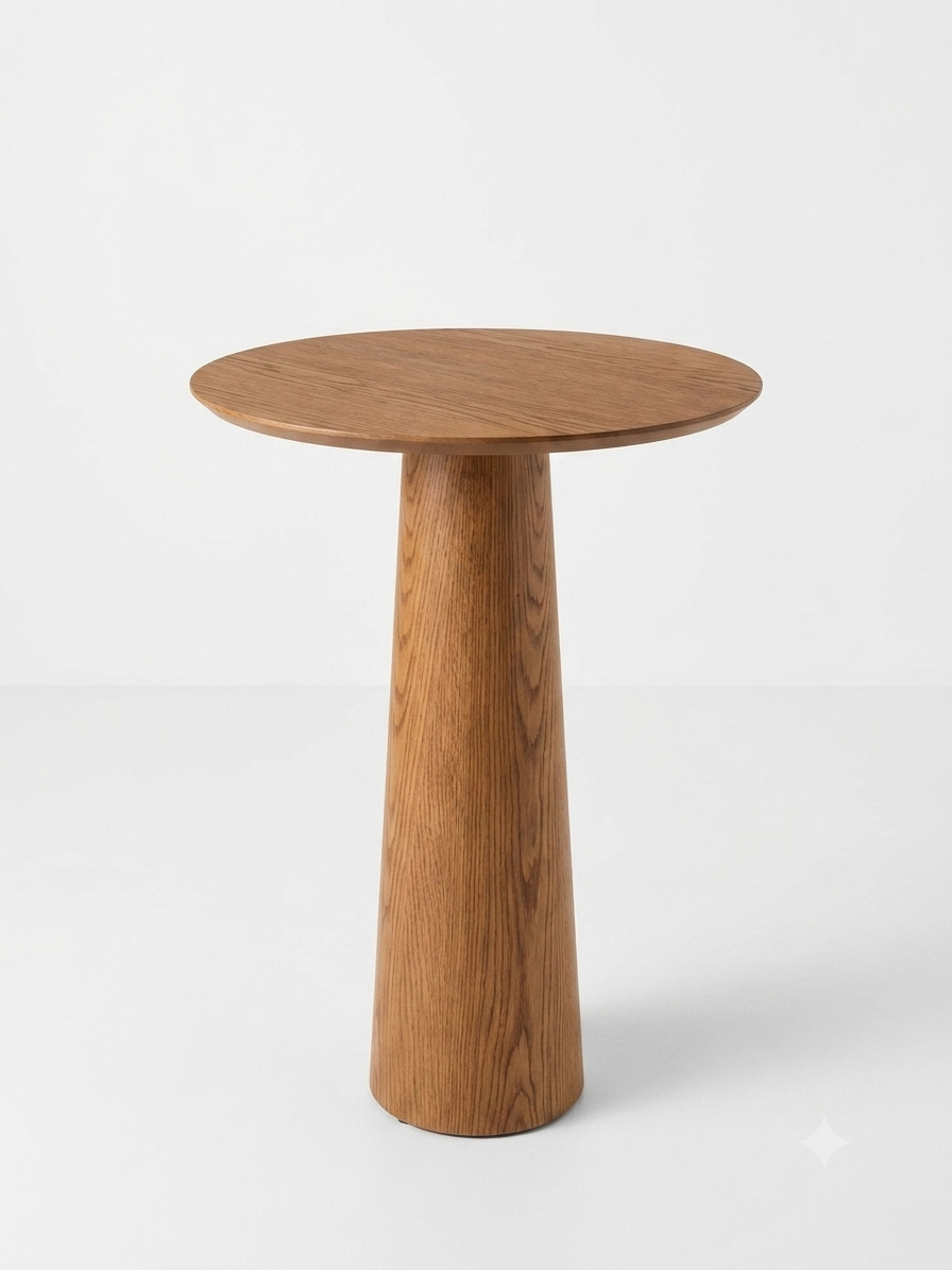 YASMIN Bistro Bar Table w/ JOY Base 27.5" Diameter Carvalho (Oak) Amendoa (Almond)