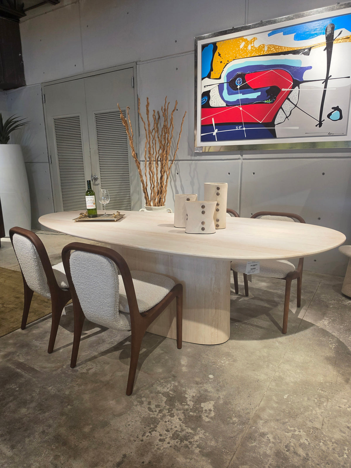 Petra Oval Dining Table Top Travertine Marble Matte Finish
