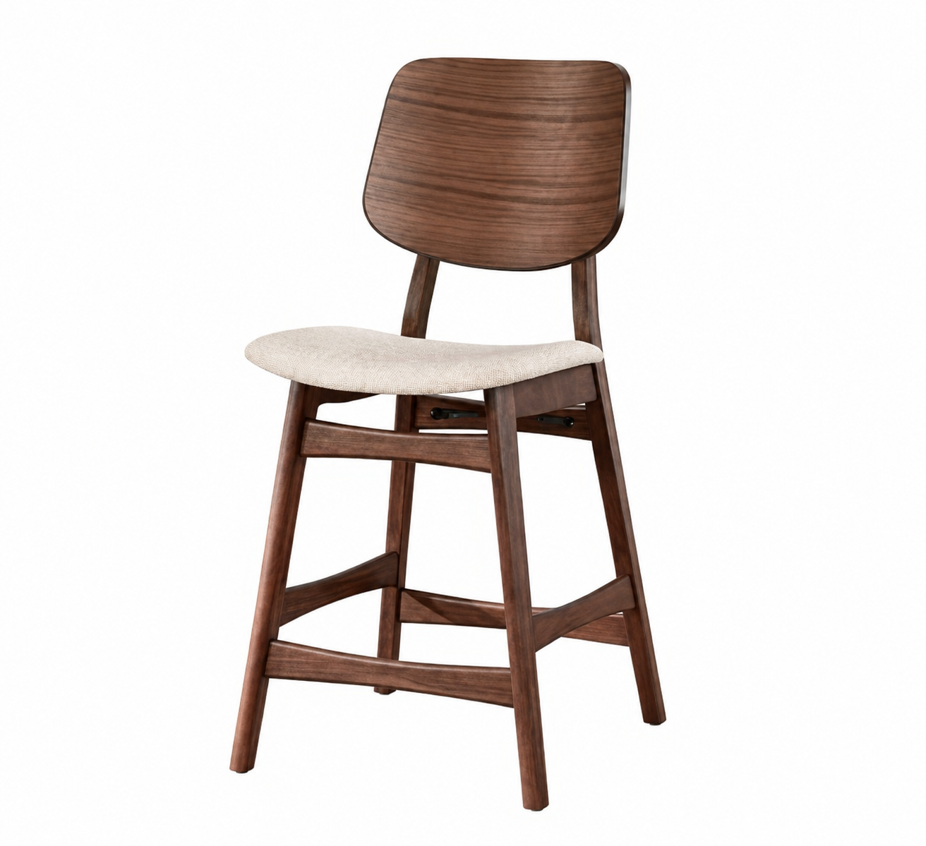 D1651 OSCAR Round Counter Dining Set - Table w/Glass Top 47" Dia. + (4) Stools Walnut