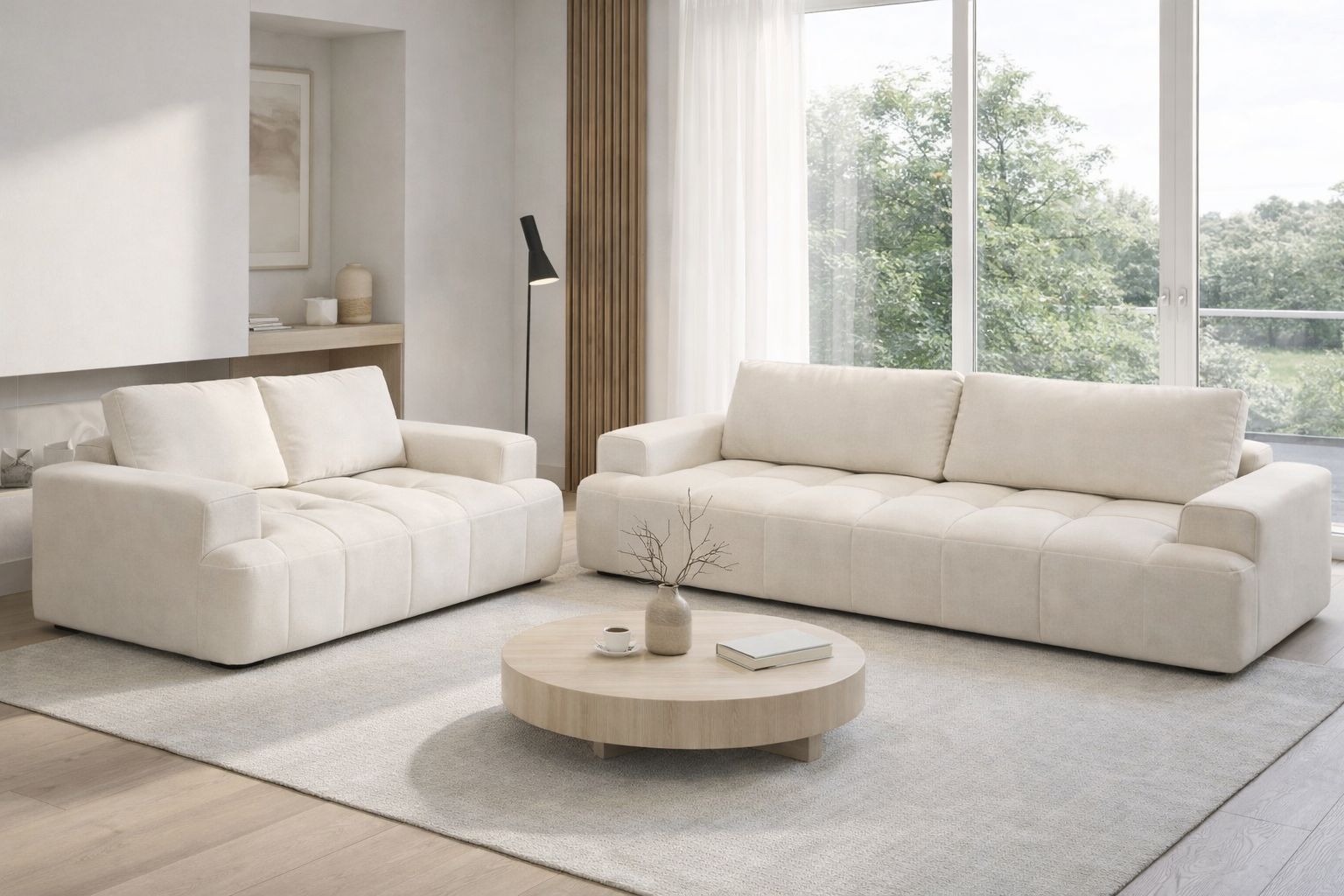 9126BEG-3 Sofa Beige Chenille Fabric