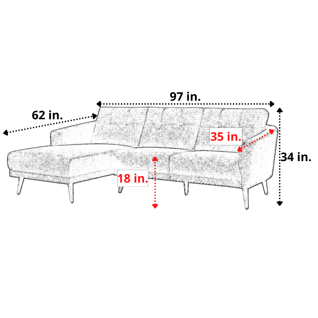 MB-1872C 2-Seater Sofa + Left Chaise (When Facing) EN6322-3 Fabric